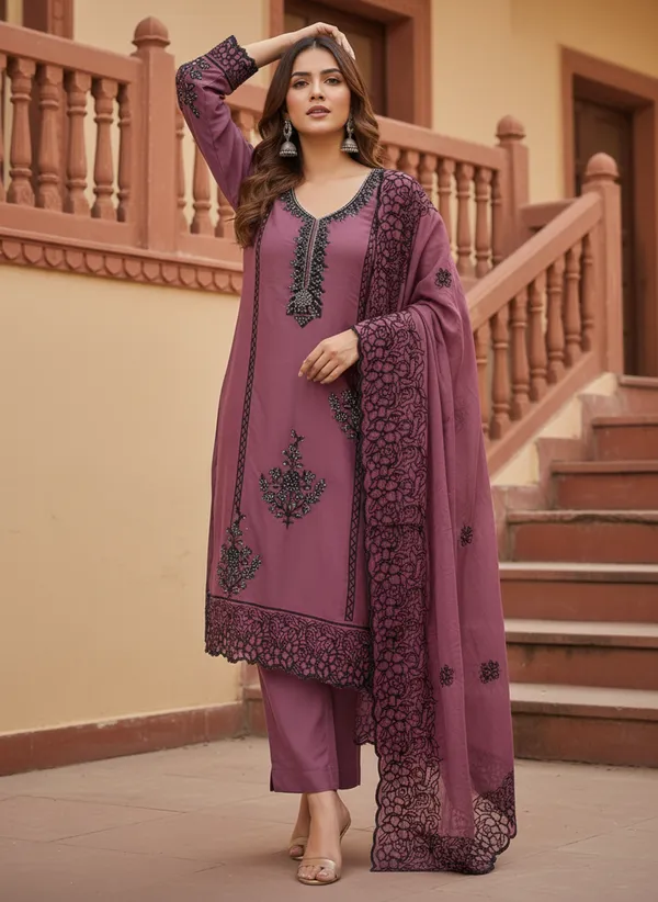 Purple_And_Black_Embroidery_With_Diamond_Georgette_Dress_Material