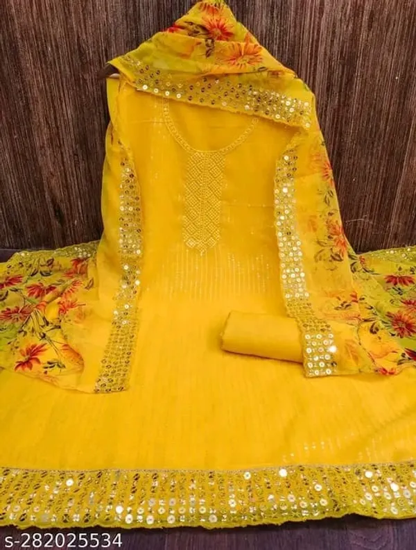 Yellow_Georgette_Embroidered_Unstitched_Dress_Material_For_Women