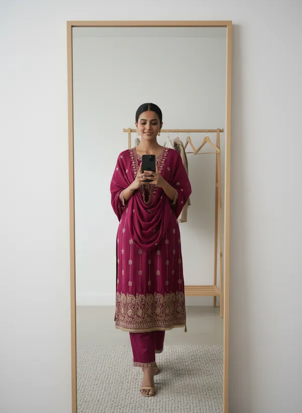 Maroon_Vichitra_Silk_Dress_Material_With_Exquisite_Sequins_And_Zari_Embroidery