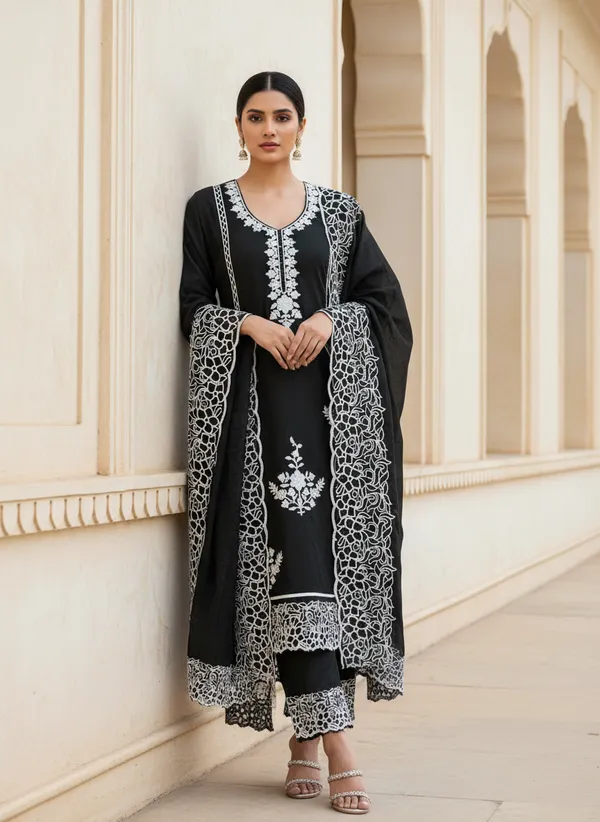 Black_Georgette_Embroidered_Unstitched_Dress_Material_For_Women