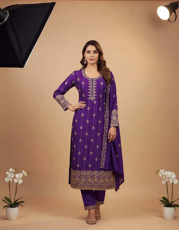 Purple_Vichitra_Silk_Dress_Material_With_Exquisite_Sequins_And_Zari_Embroidery