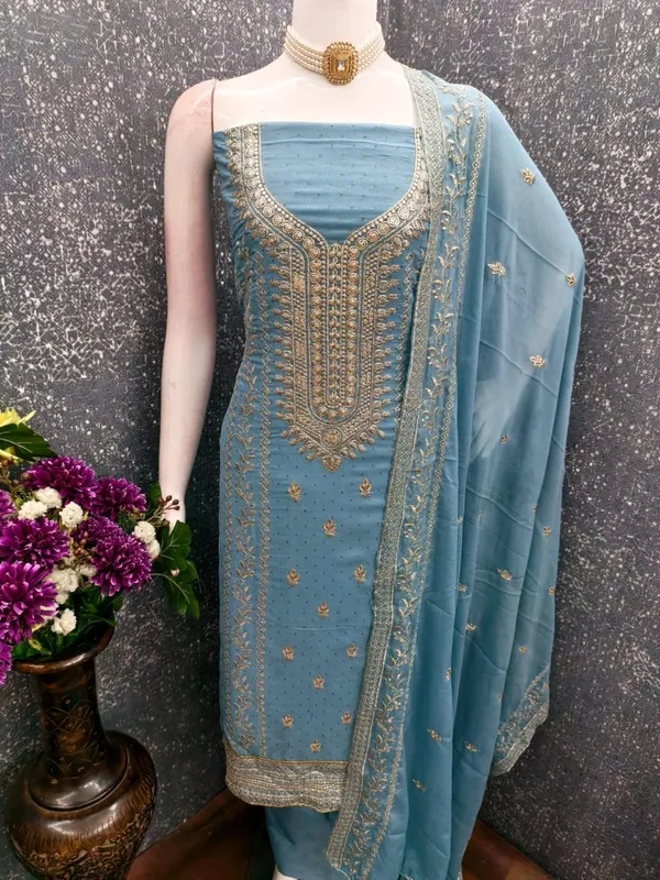 Teal_Blue_Georgette_Embroidered_Unstitched_Dress_Material_For_Women