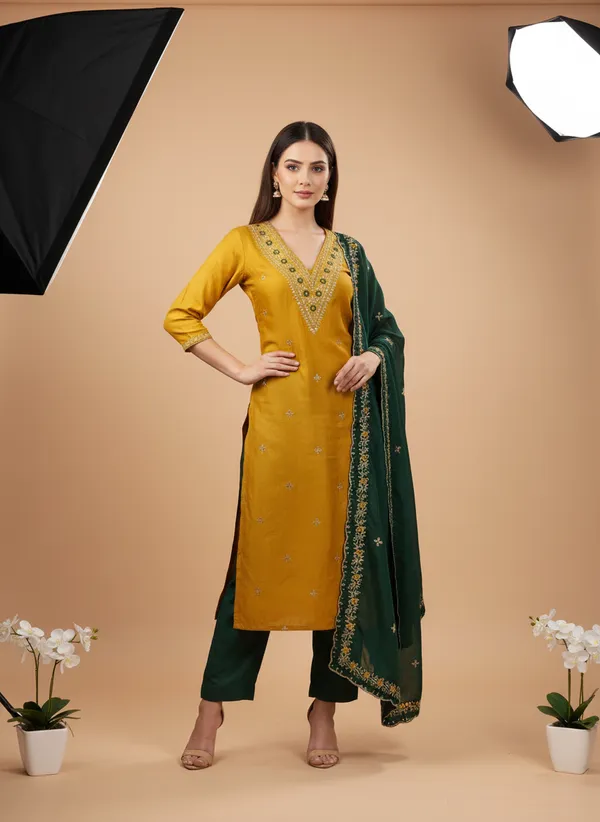 Mustard_Yellow_Vichitra_Silk_Embroidered_Unstitched_Dress_Material_For_Women