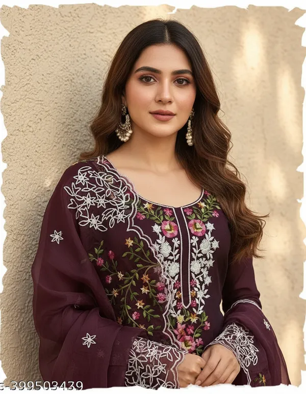 Maroon_Chanderi_Cotton_Chikankari_Dress_Material_With_Dupatta
