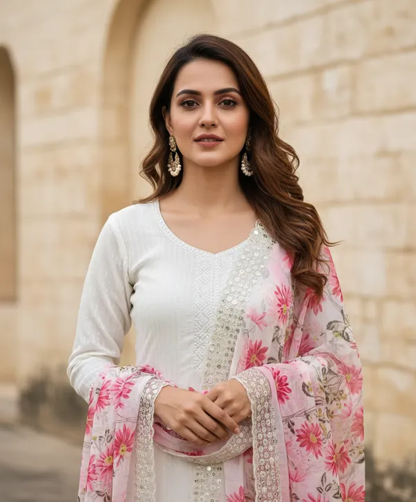 White_Georgette_Embroidered_Unstitched_Dress_Material_For_Women
