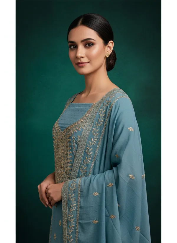 Teal_Blue_Georgette_Embroidered_Unstitched_Dress_Material_For_Women