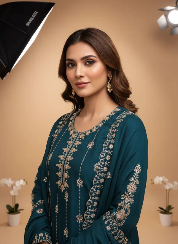 Teal_Vichitra_Silk_Dress_Material_With_Exquisite_Sequins_And_Zari_Embroidery