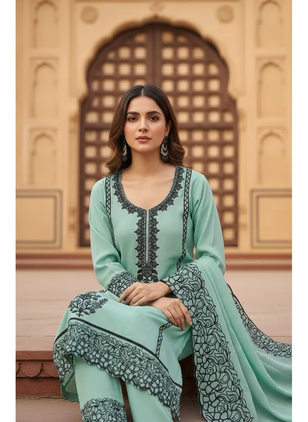 Mint_Green_Georgette_Embroidered_Unstitched_Dress_Material_For_Women
