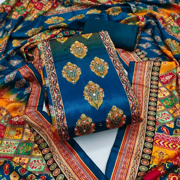 Blue_Chinon_Floral_Print_Unstitched_Dress_Material_For_Women