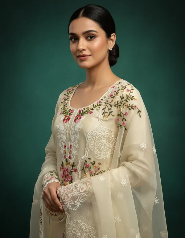 Cream_Floral_Chanderi_Cotton_Chikankari_Dress_Material_With_Dupatta