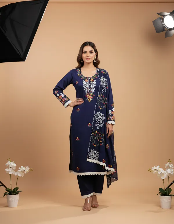 Navy_Blue_Chanderi_Cotton_Chikankari_Dress_Material_With_Dupatta