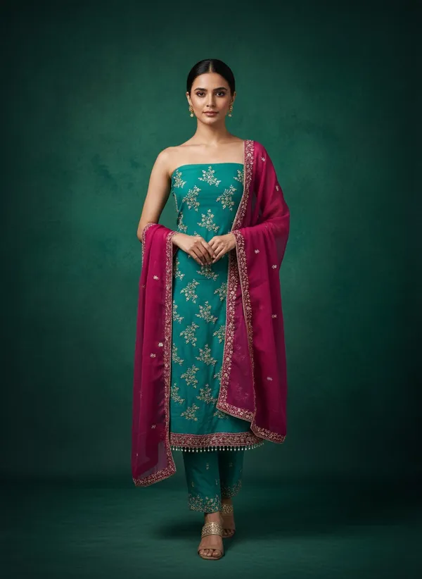 Teal_Green_Georgette_Embroidered_Unstitched_Dress_Material_For_Women