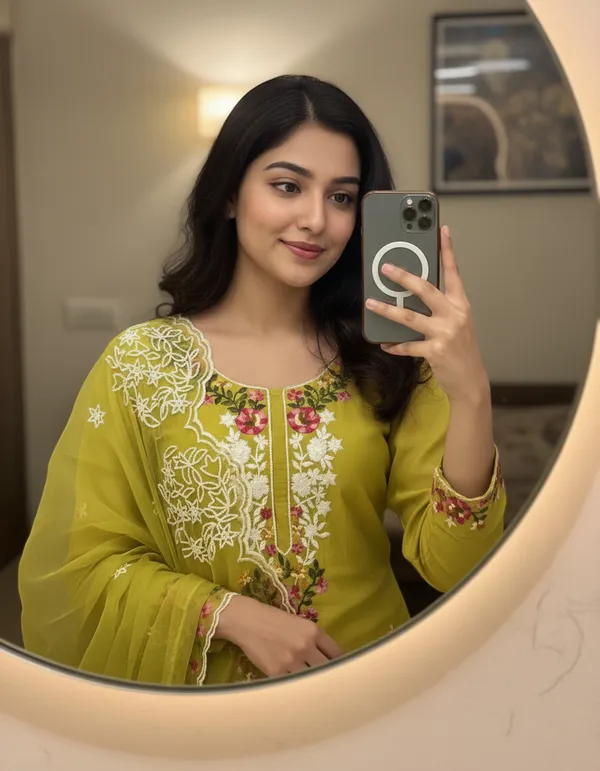 Olive_Green_Chanderi_Cotton_Chikankari_Dress_Material_With_Dupatta