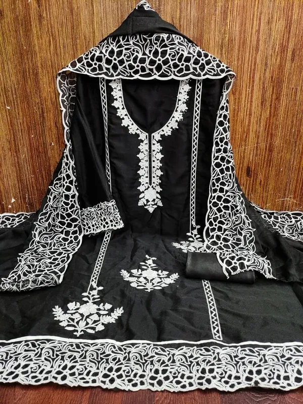Black_Georgette_Embroidered_Unstitched_Dress_Material_For_Women