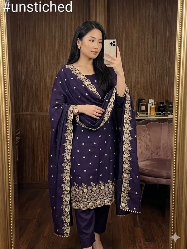 Navy_Blue_Vichitra_Silk_Dress_Material_With_Exquisite_Sequins_And_Zari_Embroidery