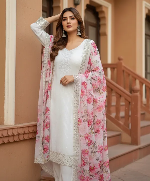 White_Georgette_Embroidered_Unstitched_Dress_Material_For_Women