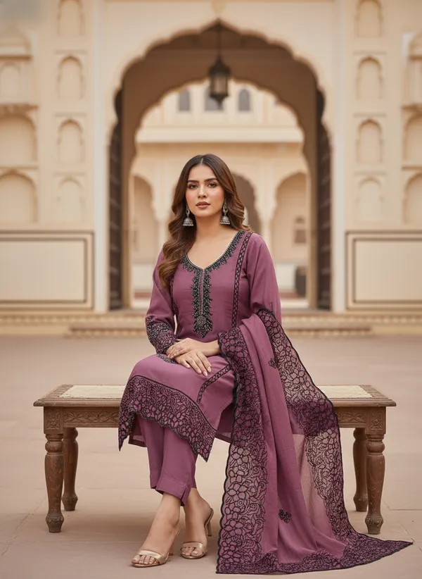 Purple_And_Black_Embroidery_With_Diamond_Georgette_Dress_Material