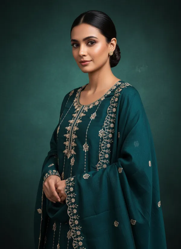 Teal_Vichitra_Silk_Dress_Material_With_Exquisite_Sequins_And_Zari_Embroidery