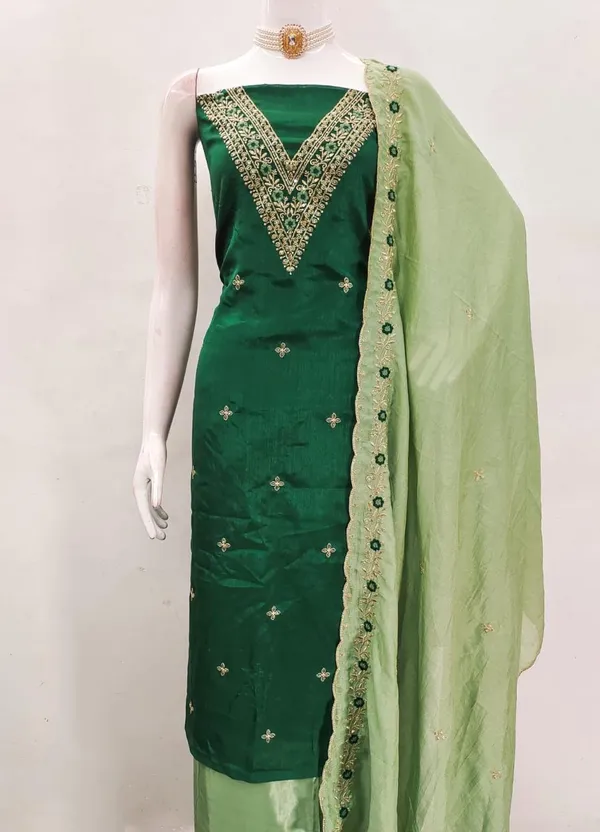 Green_Vichitra_Silk_Embroidered_Unstitched_Dress_Material_For_Women