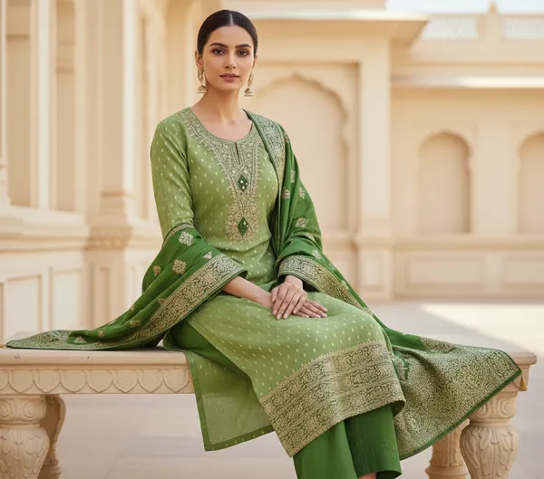 Green_Cording_Sequins_Embroidered_Shimmer_Dress_Material_With_Butti_Weaving_Work