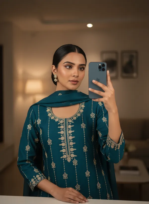 Teal_Vichitra_Silk_Dress_Material_With_Exquisite_Sequins_And_Zari_Embroidery