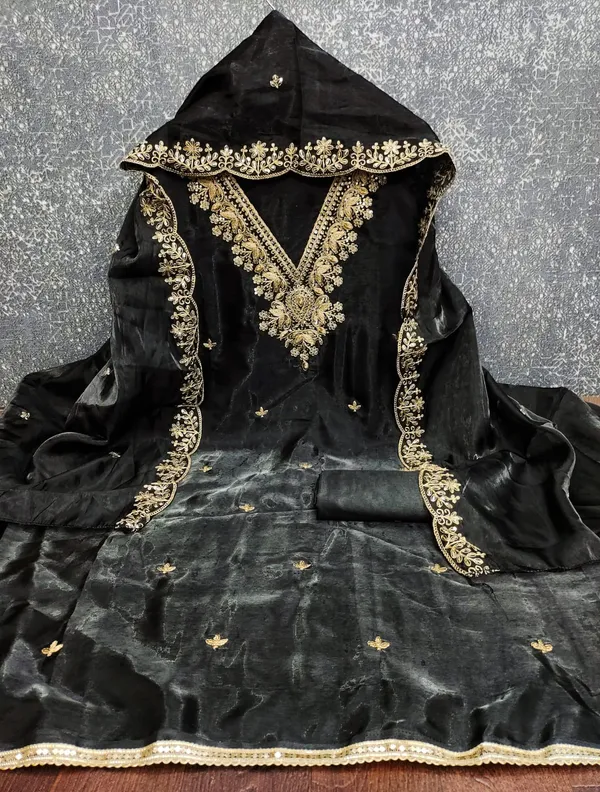 Black_Jimmy_Choo_Silk_Blend_Dress_Material_Featuring_Floral_Embroidery_And_Swarovski_Work