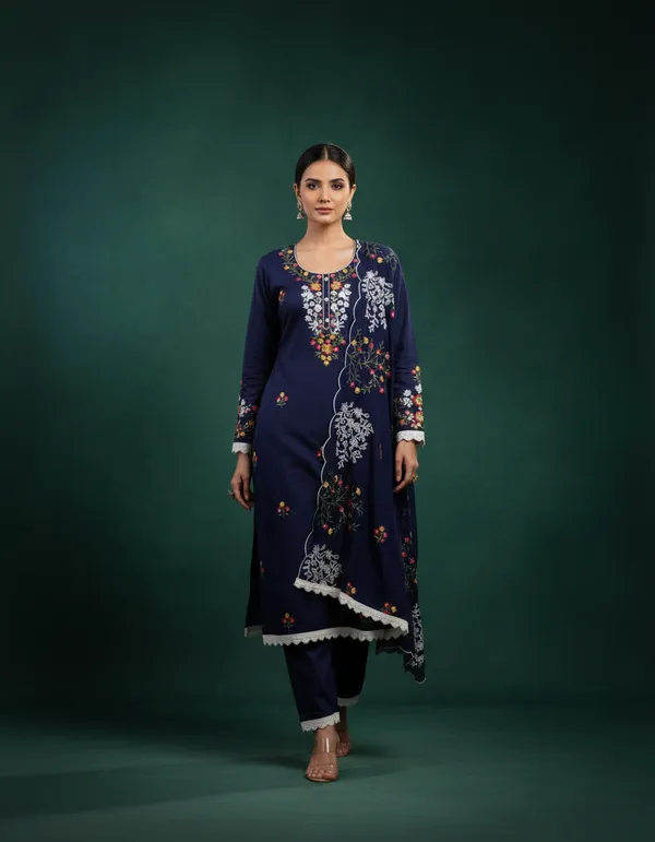 Navy_Blue_Chanderi_Cotton_Chikankari_Dress_Material_With_Dupatta