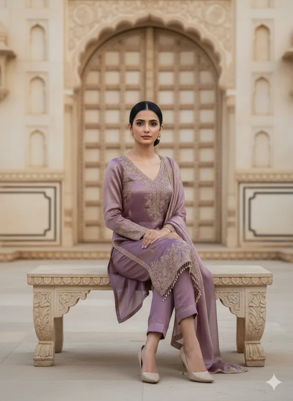 Mauve_Floral_Beads_Embroidery_Work_Fendy_Silk_Blend_Dress_Material