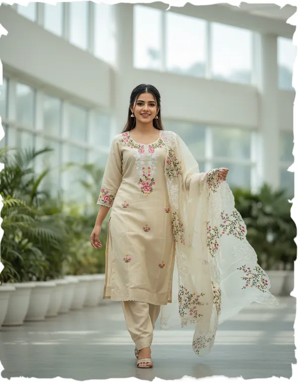Cream_Floral_Chanderi_Cotton_Chikankari_Dress_Material_With_Dupatta