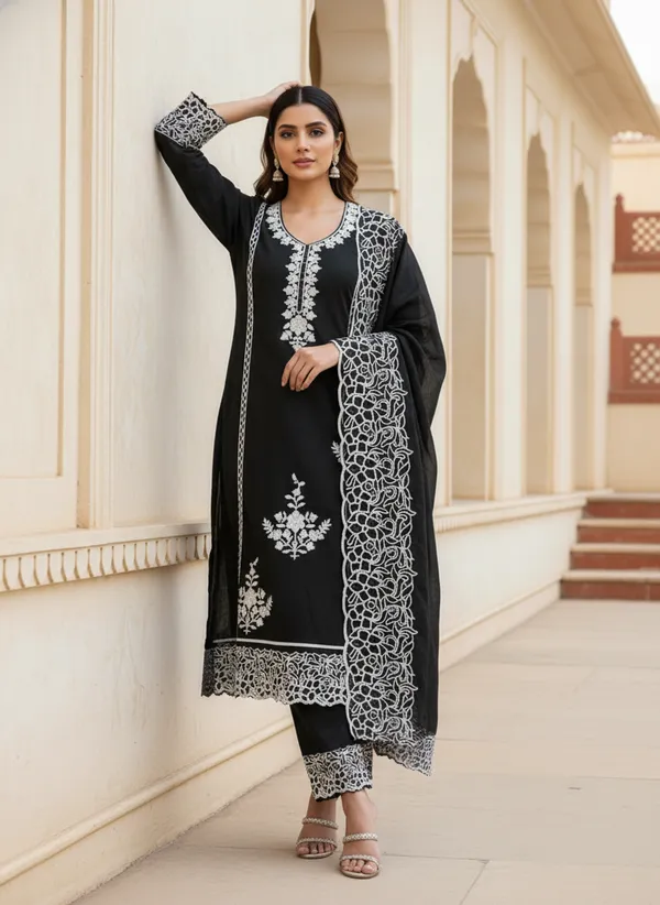 Black_Georgette_Embroidered_Unstitched_Dress_Material_For_Women