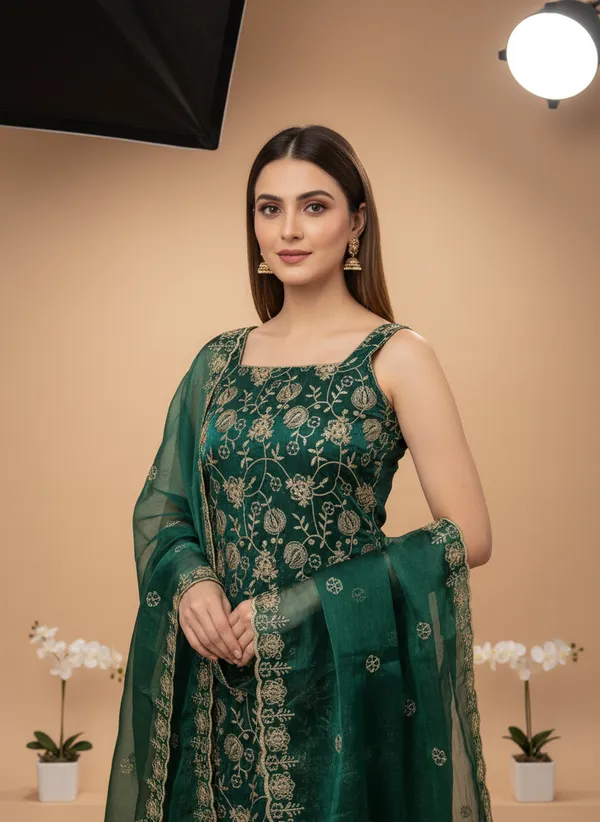 Green_Silk_Blend_Dress_Material_Featuring_Floral_Embroidery_And_Swarovski_Work