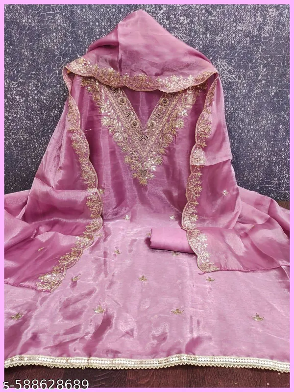 Pink_Organza_Jimmy_Choo_Silk_Blend_Dress_Material_Featuring_Floral_Embroidery_And_Swarovski_Work