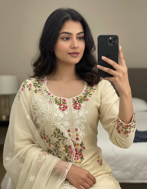 Cream_Floral_Chanderi_Cotton_Chikankari_Dress_Material_With_Dupatta