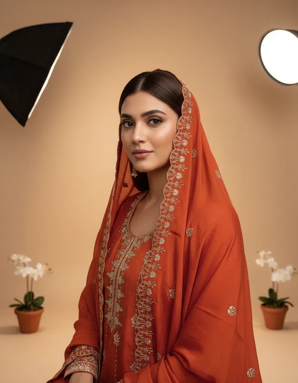 Orange_Vichitra_Silk_Dress_Material_With_Exquisite_Sequins_And_Zari_Embroidery