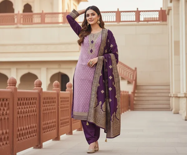 Purple_Cording_Sequins_Embroidered_Shimmer_Dress_Material_With_Butti_Weaving_Work