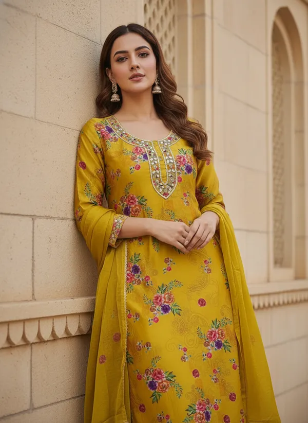 Yellow_Work_Dress_Material_Featuring_Soft_Chinon_Fabric_And_Timeless_Floral_Prints