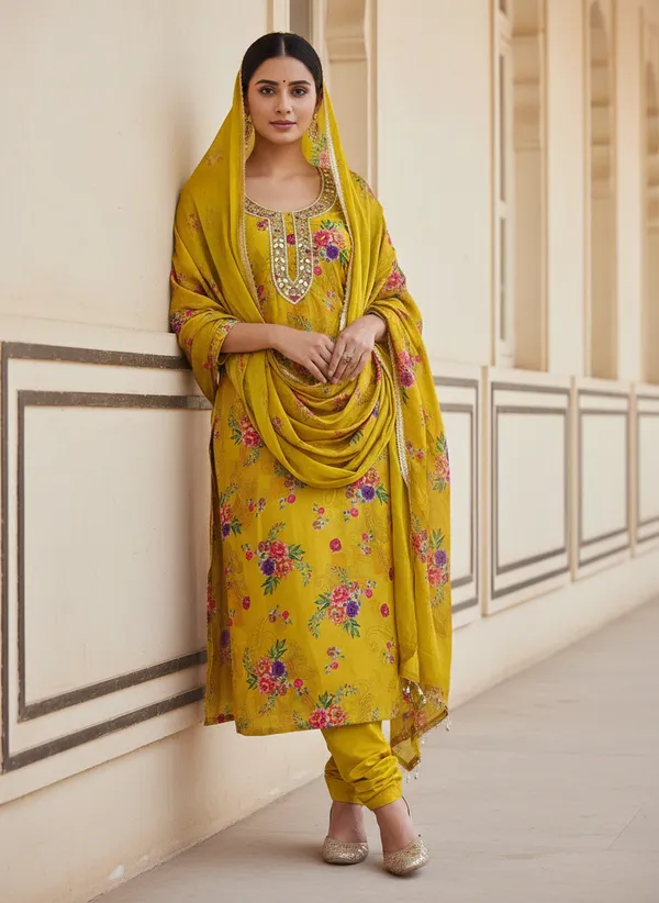 Yellow_Work_Dress_Material_Featuring_Soft_Chinon_Fabric_And_Timeless_Floral_Prints