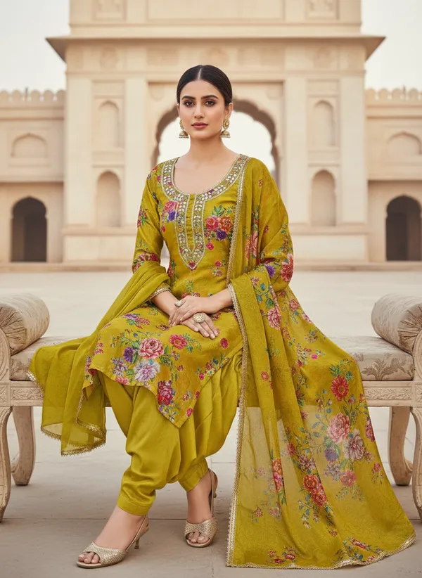 Yellow_Work_Dress_Material_Featuring_Soft_Chinon_Fabric_And_Timeless_Floral_Prints