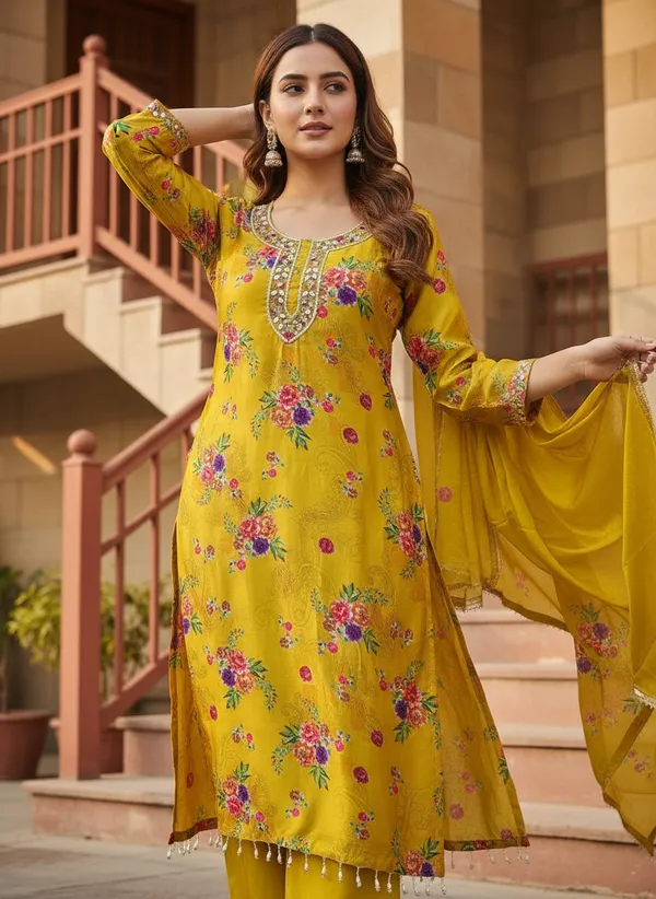 Yellow_Work_Dress_Material_Featuring_Soft_Chinon_Fabric_And_Timeless_Floral_Prints