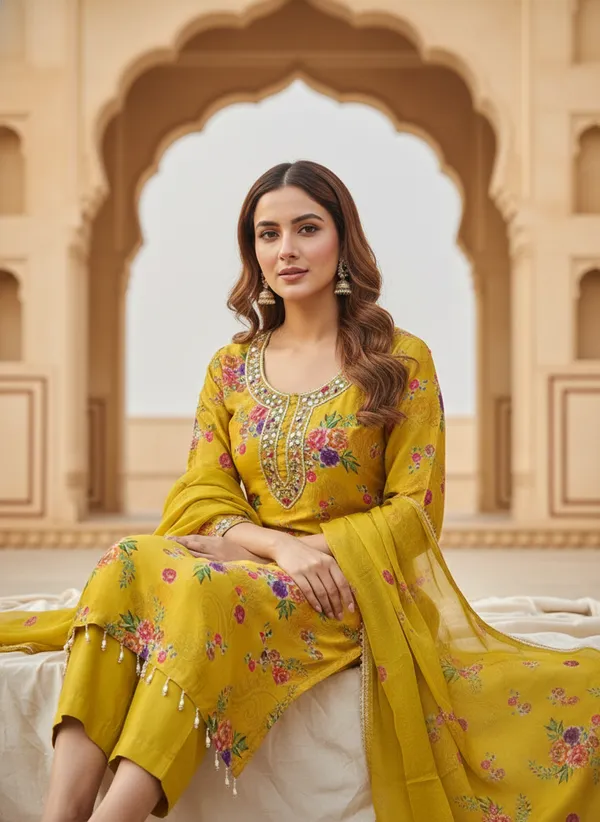 Yellow_Work_Dress_Material_Featuring_Soft_Chinon_Fabric_And_Timeless_Floral_Prints