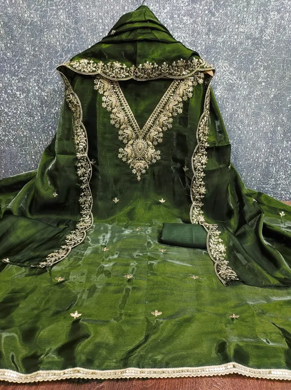 Green_Jimmy_Choo_Silk_Blend_Dress_Material_Featuring_Floral_Embroidery_And_Swarovski_Work