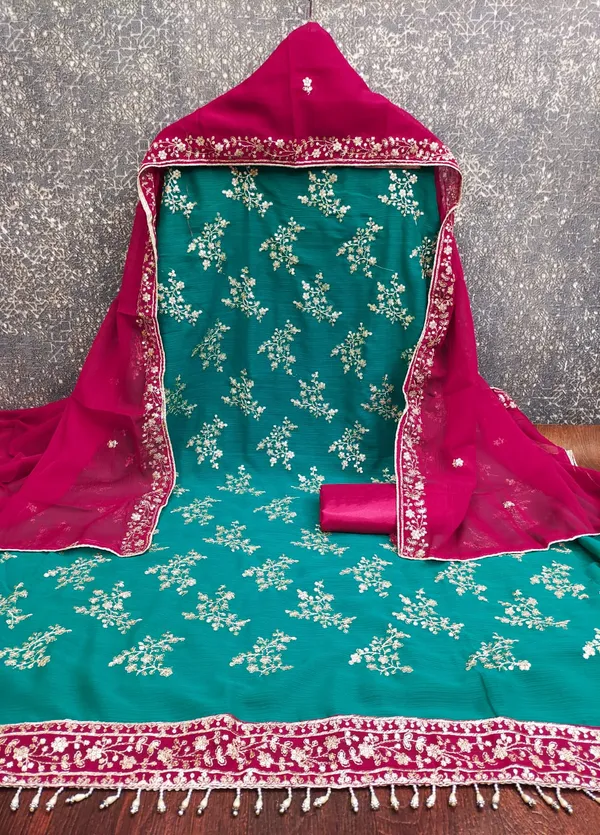 Teal_Green_Georgette_Embroidered_Unstitched_Dress_Material_For_Women