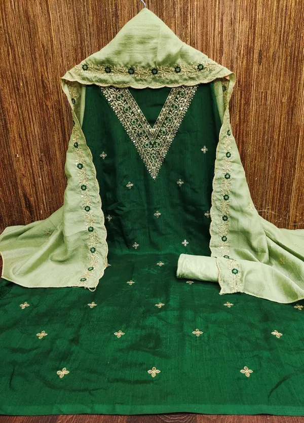 Green_Vichitra_Silk_Embroidered_Unstitched_Dress_Material_For_Women