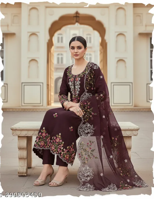 Maroon_Chanderi_Cotton_Chikankari_Dress_Material_With_Dupatta