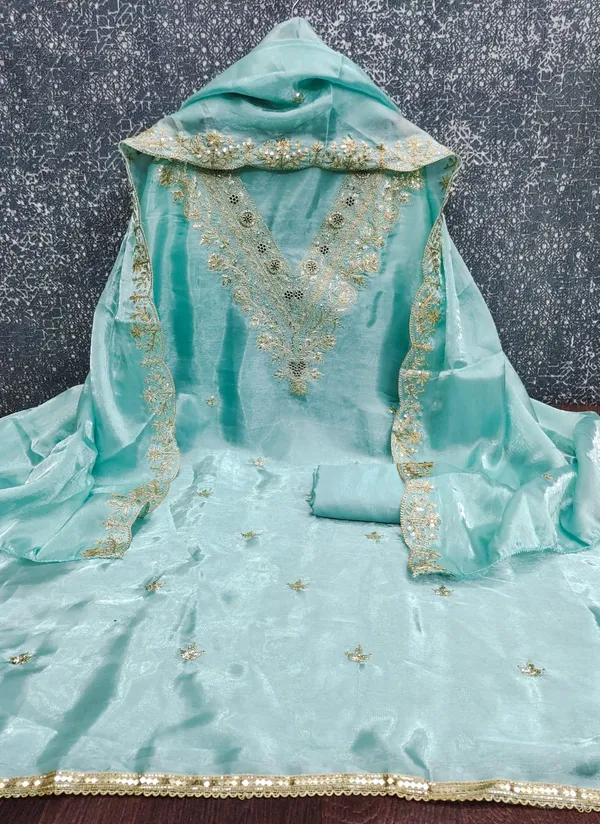 Turquoise_Blue_Jimmy_Choo_Silk_Blend_Dress_Material_Featuring_Floral_Embroidery_And_Swarovski_Work