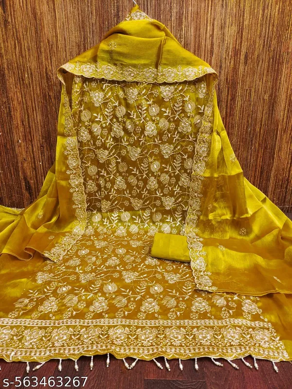 Mustard_Yellow_Georgette_Embroidered_Unstitched_Dress_Material_For_Women