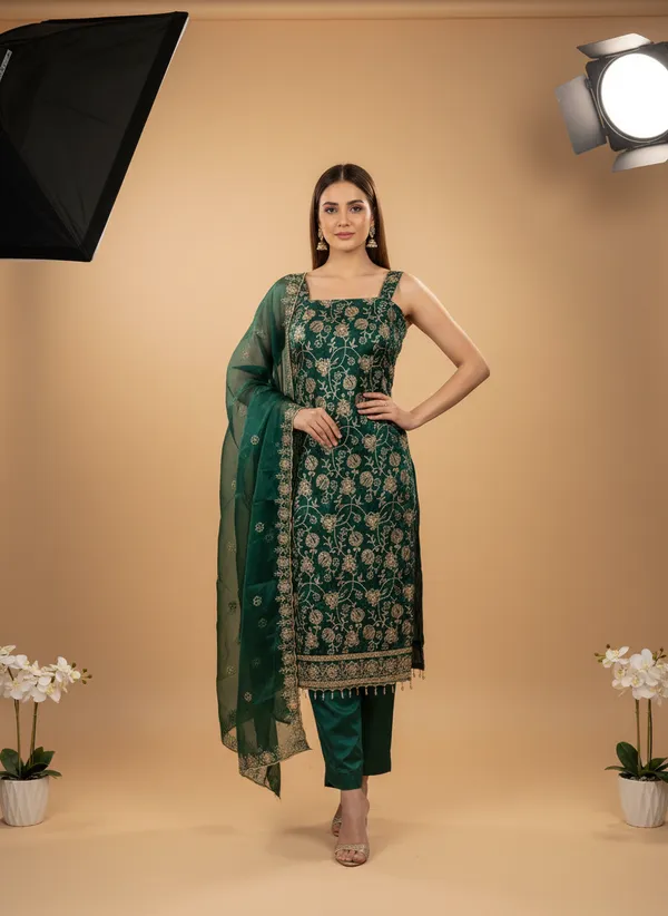 Green_Silk_Blend_Dress_Material_Featuring_Floral_Embroidery_And_Swarovski_Work