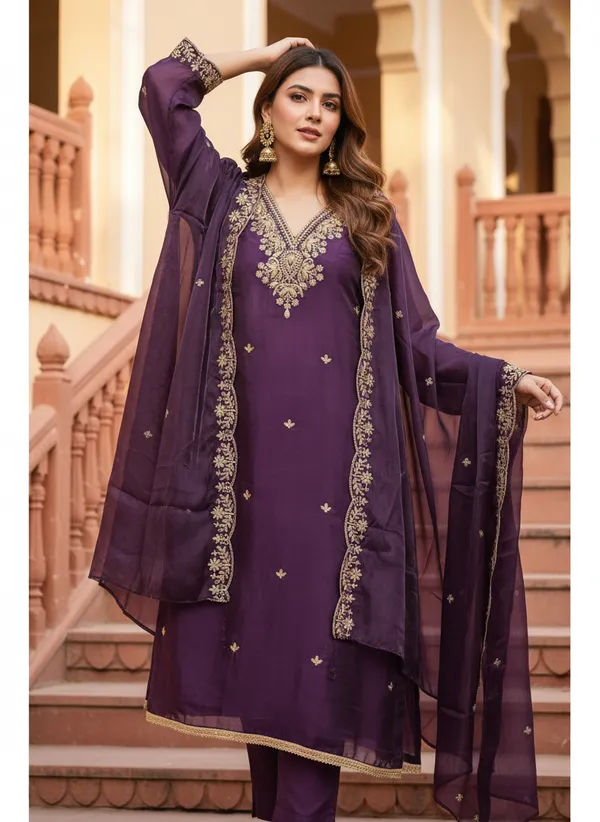 Purple_Jimmy_Choo_Silk_Blend_Dress_Material_Featuring_Floral_Embroidery_And_Swarovski_Work