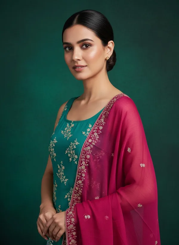 Teal_Green_Georgette_Embroidered_Unstitched_Dress_Material_For_Women