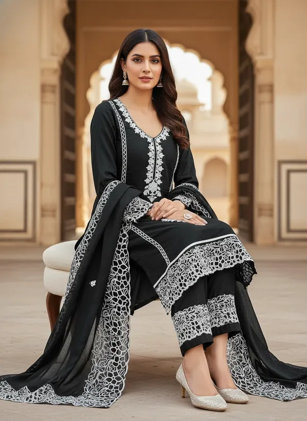 Black_Georgette_Embroidered_Unstitched_Dress_Material_For_Women
